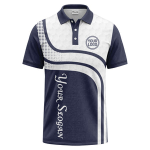 wave hexagon graphic golf polo shirt with custom logo