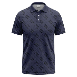 your logo diamond grid monochrome custom polo shirt for men