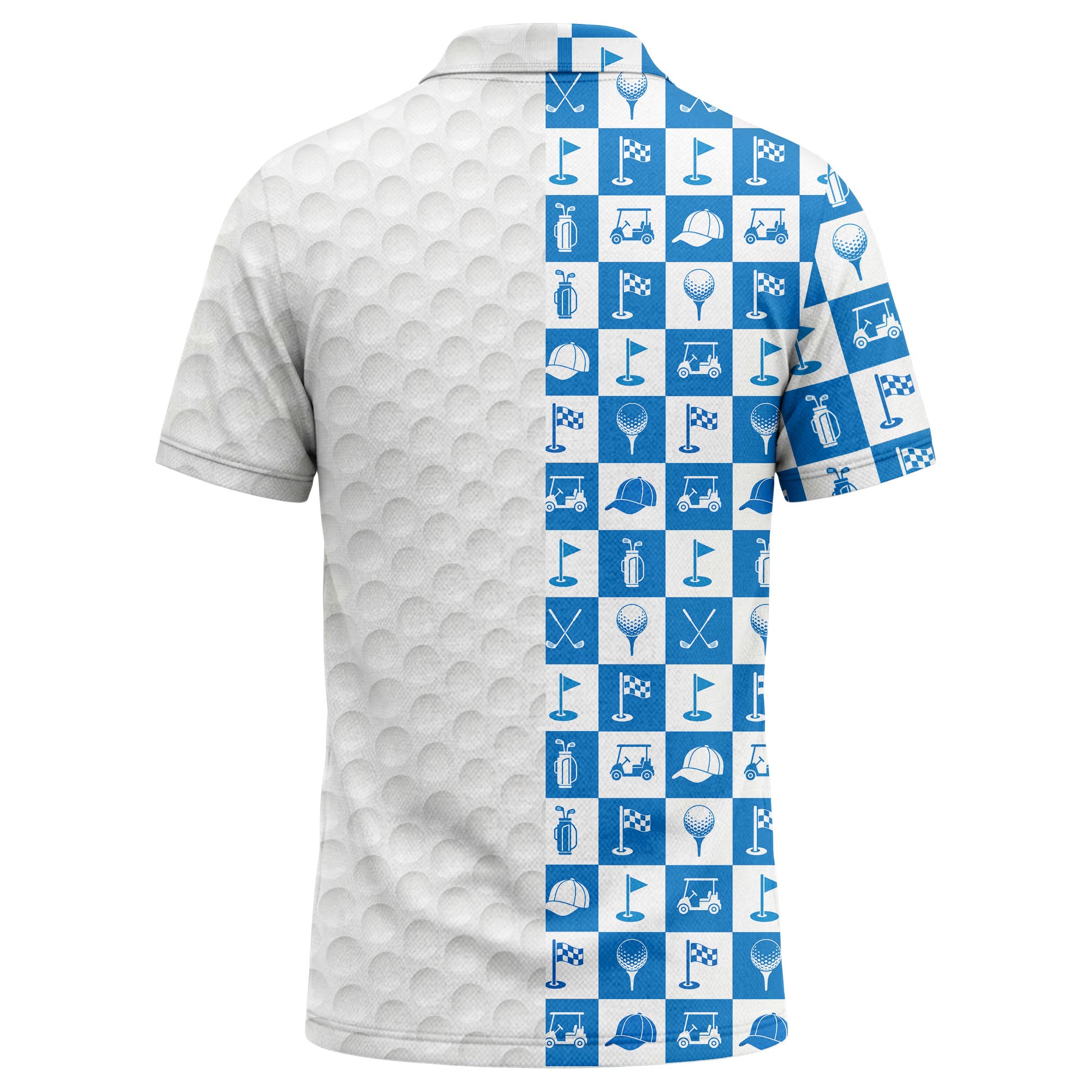 Personalized Blue Golf Polo Shirt – Custom Name & Golf Icon Design