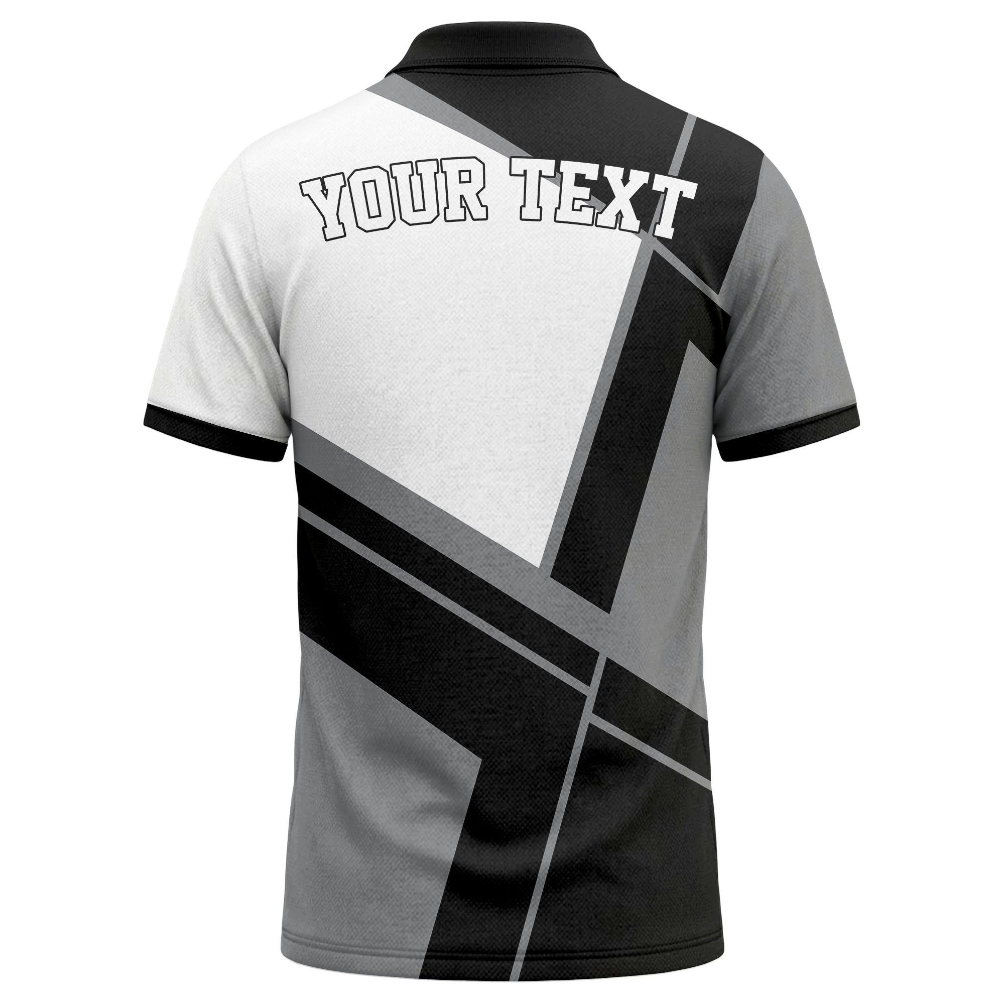 Custom Geometric Color Block Polo Shirt – Personalized Logo & Name, Multiple Colors