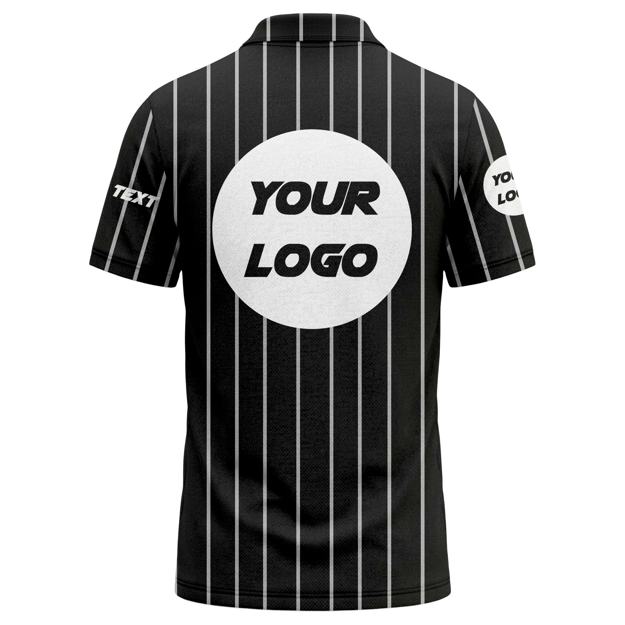 Vertical Pinstripe Custom Logo Personalized Text Polo Shirt