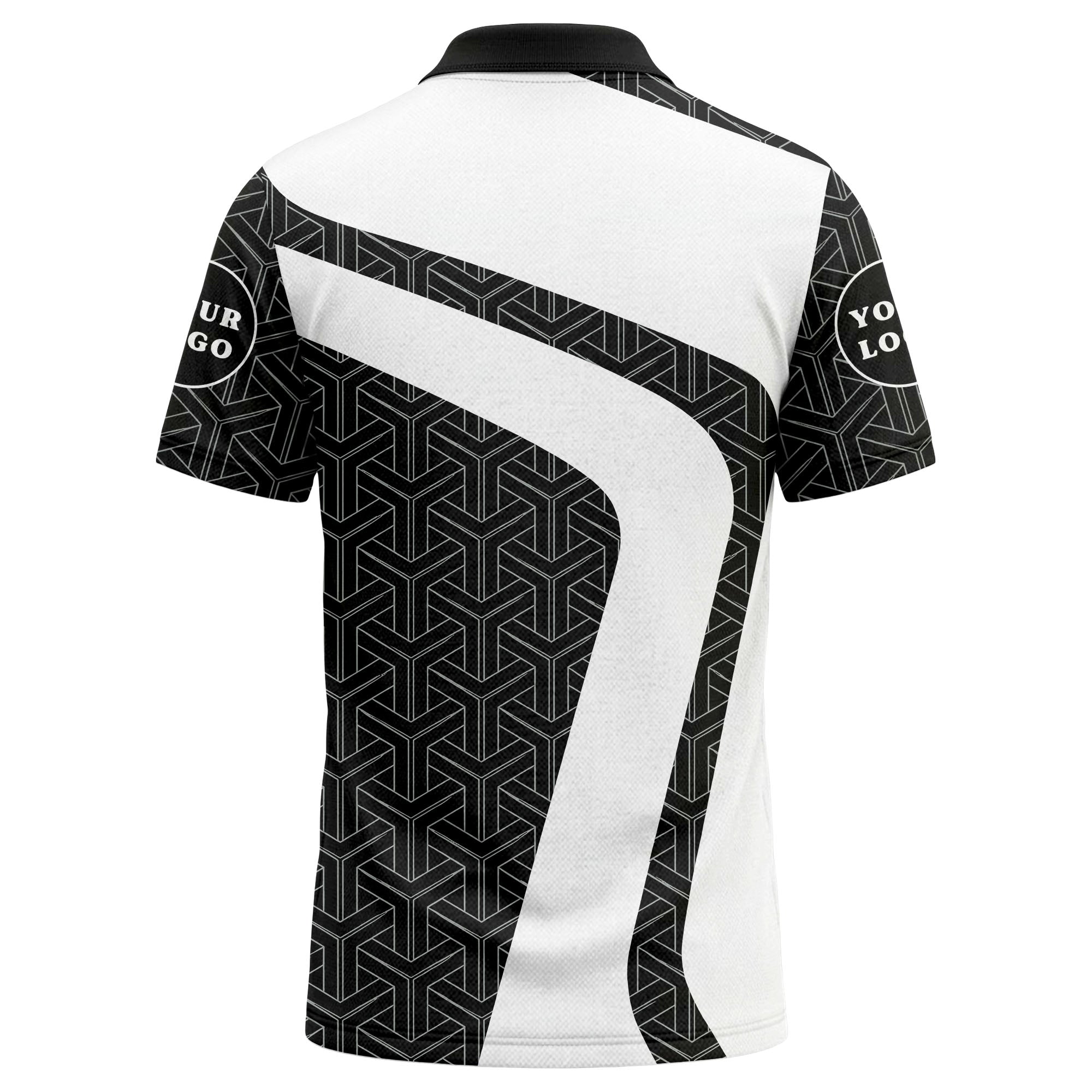 Custom Geometric Polo Shirt – Personalized Company Name & Logo, Multiple Colors