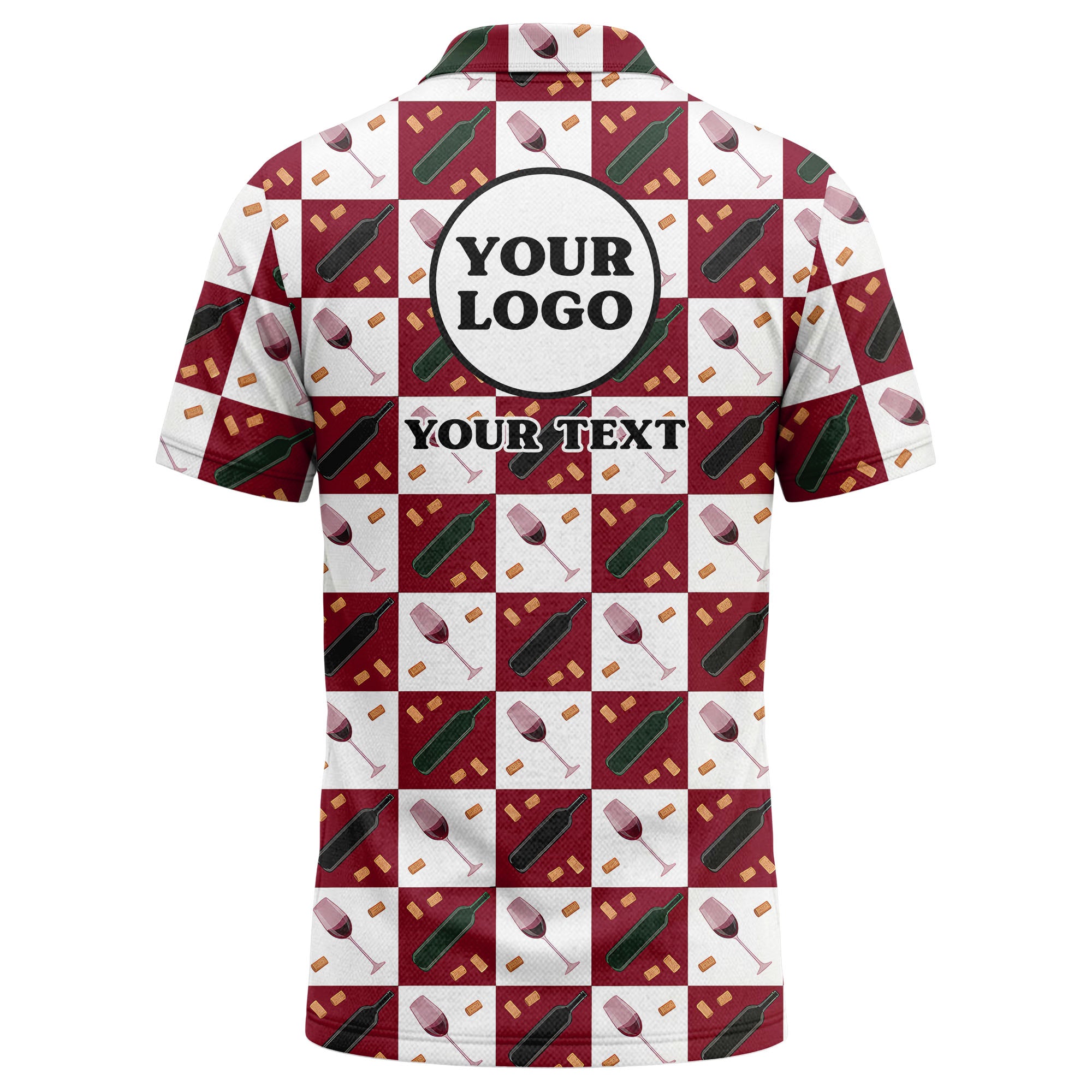 Custom Wine Checkered Polo Shirt – Bold Multicolor Logo Shirt for Teams & Events