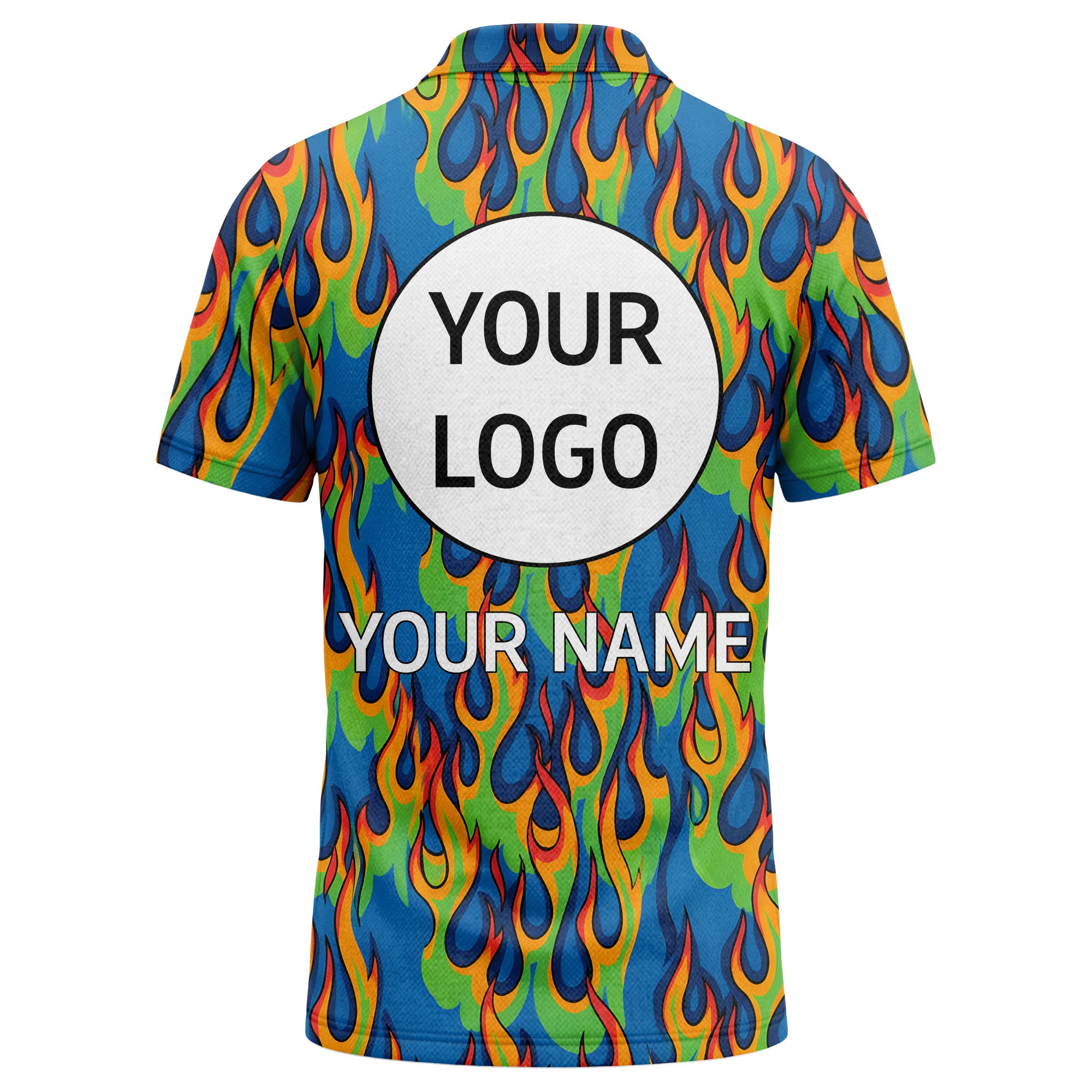 Custom Rainbow Flame Polo Shirt with Logo – Personalized Performance Team Polo