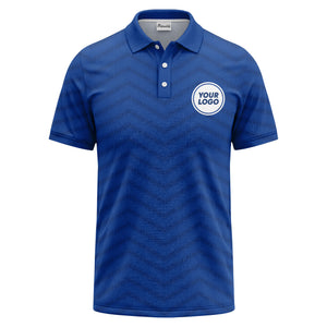 black chevron dot geometric pattern custom logo polo shirt for men