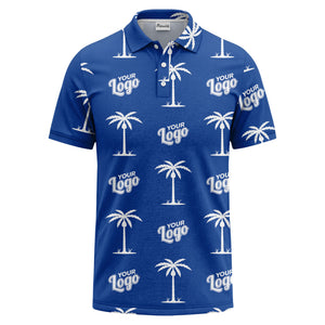 black gold palm trees & customizable logos graphic polo shirt