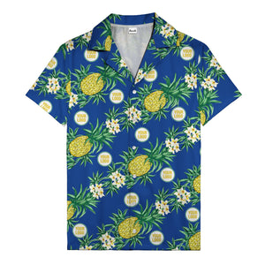 black pineapple & plumeria photographic all over hawaiian shirt