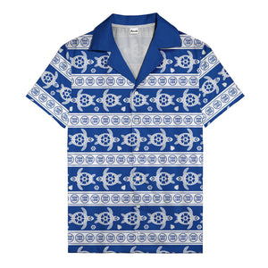 black sea turtles & white floral repeat hawaiian shirt for men
