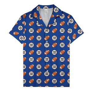 cartoon football field custom logo pattern black hawaiian shirt for men