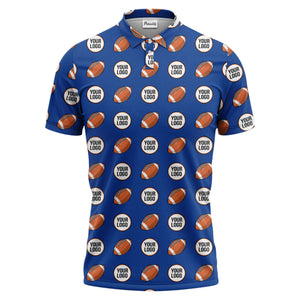 cartoon football logo circle repeat black sports polo shirt for men
