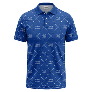 crossed golf clubs & logo repeat graphic polo shirt for men