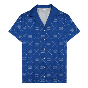 crossed golf clubs logo repeat pattern hawaiian shirt for men