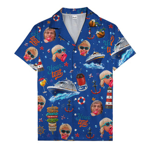 cruise ship faces & cocktail signs cartoon hawaiian shirt