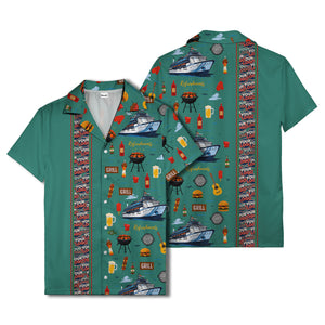 cruise ship grill & refreshments fun cartoon hawaiian shirt for men