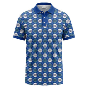 custom diamond grid circular logos polo shirt for men