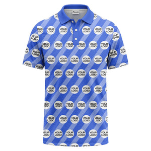 custom logo diagonal stripes repeat golf polo shirt for men