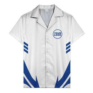 custom logo geometric stripes hawaiian shirt men's aloha button down