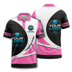 custom logo hexagon diagonal stripes polo shirt for men