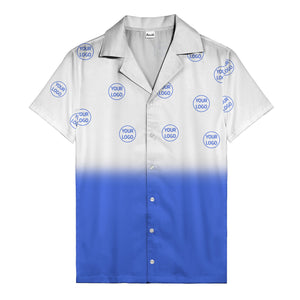 custom logo ombre gradient black white hawaiian shirt