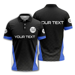 custom logo text overlay polka dot golf polo shirt