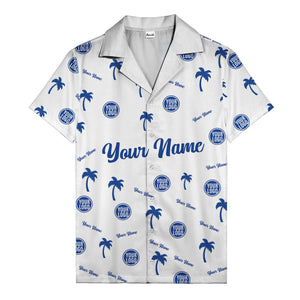 custom palm tree silhouette & name logo black white hawaiian shirt