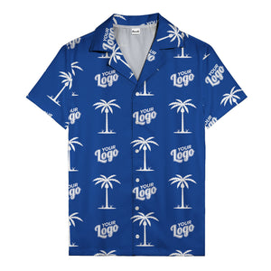 custom palm trees & your logo repeat black gold hawaiian shirt