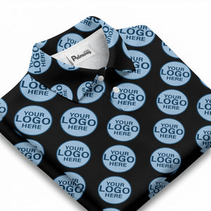 Custom Repeating Geometric Circles Logo Polo Shirt For Personalized Branding