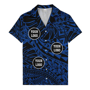 customizable logo circles pattern black hawaiian shirt for men