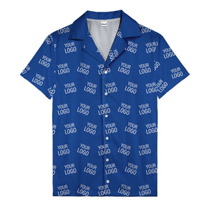 customizable repeat logo monochrome black hawaiian shirt for men