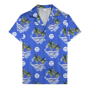 diamond waves & palm trees graphic hawaiian shirt for men