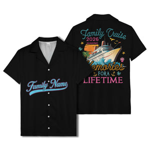 family name script & logo circle personalized hawaiian shirt