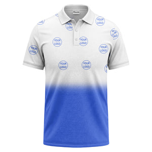 gradient black white custom logo repeat polo shirt