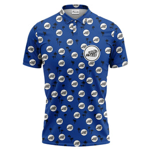 illustrated black tropical palm trees repeating polo shirt for summer beach days