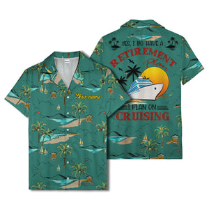 island paradise palm trees & sailboats sunset hawaiian shirt