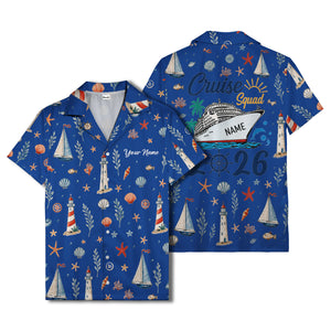 lighthouses sailboats seashells watercolor nautical hawaiian shirt for men