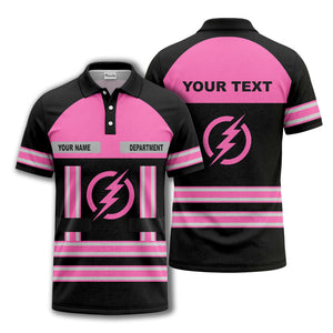 lightning bolt emblem & stripes corporate polo shirt