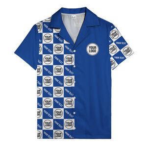 monochrome checkerboard custom logo repeat hawaiian shirt for men
