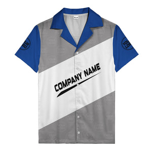 monochrome diagonal stripes & custom logo company name hawaiian shirt