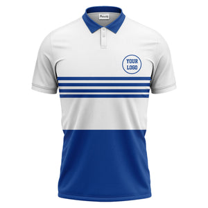 monochrome horizontal stripes & circular logo modern minimalist polo shirt for men