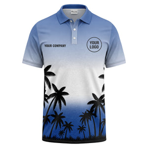 monochrome palm trees ombre gradient sky polo shirt for men