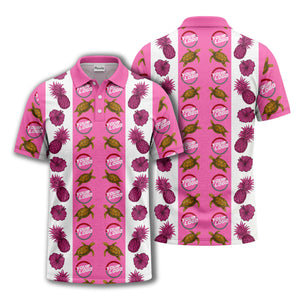pineapple sea turtle hibiscus custom logo polo shirt