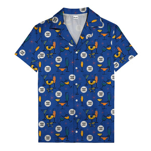 retro cocktail glasses & martini starburst hawaiian shirt