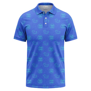 rubber duck & custom logo circle pattern polo shirt for men