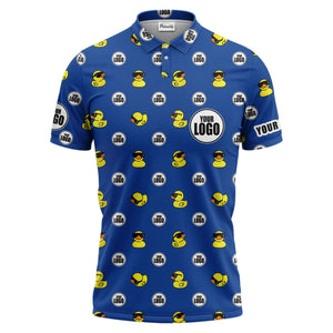 rubber duck repeat cartoon pattern custom logo black polo shirt for men