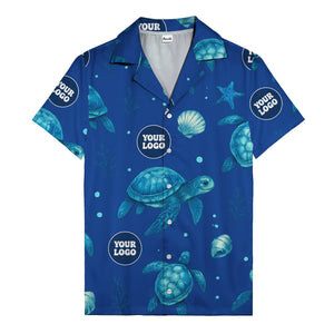 sea turtles & coral seashells aloha navy hawaiian shirt