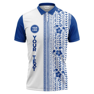 sea turtles hibiscus polynesian tribal black white polo shirt for men