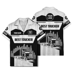 semi-truck cityscape hawaiian shirt for road-warrior professionals