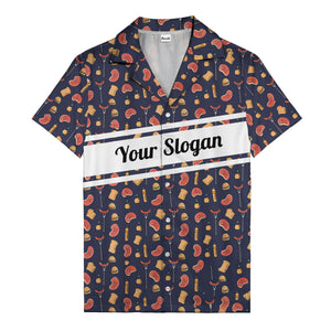 steak sausage burger cartoon grill repeat hawaiian shirt