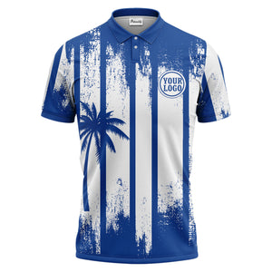 vertical striped palm trees grunge texture polo shirt for men