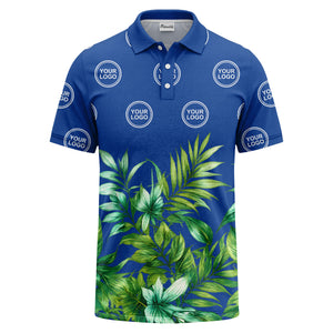 watercolor exotic ferns & logo circle polo shirt